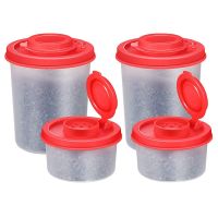 4 Pieces Salt and Pepper Shakers Spice Containers with Lids Clear Plastic Spice Jars with Red Lids Plastic Seasoning