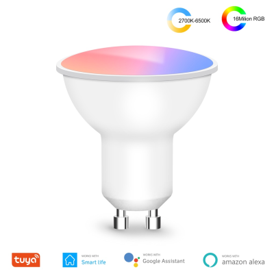 Tuya ไวไฟ GU10หลอดไฟ Smart Led 5W WC + RGB เปลี่ยนสีได้หลอดไฟหรี่ได้ใช้ได้กับ Alexa Google Home