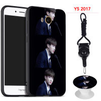 BTS เคสโทรศัพท์สำหรับ Huawei Y5 2017ซิลิคอนนุ่มกรณีที่มีรูปแบบเดียวกันแหวนและเชือก