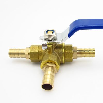 4mm 6mm 8mm 10mm 12mm 14mm 16mm 19mm Hose Barb Full Port L-Port Three Way Brass Ball Valve Connector For Water Oil Air Gas Plumbing Valves