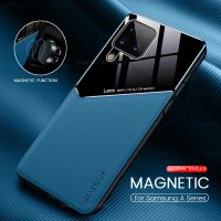 leather texure car magnetic holder phone cover for samsung galaxy a 12 32 52 a02s a12 a32 a42 a52 a72 5g case hard pc back cover