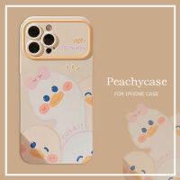 เคสโทรศัพท์ตัวปกป้องกล้องถ่ายรูปเป็ดการ์ตูนน่ารักใช้ได้กับ iPhone 15 14 Plus 13 12 11 Pro Max Xr Xs Xsmax 8 7 15pro ฝาหลัง TPU แบบนิ่มคลุมทั้งหมดเคสกันกระแทก