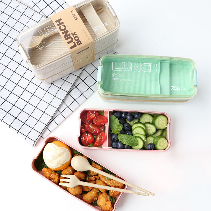 Portable 3-layer Japanese Lunch Box With Utensils, Bento Box 