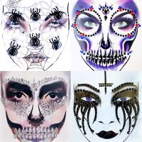 Halloween Series 3D Spider Terror Face Crystal Stickers Party Horror Grimace Decorations Acrylic Drill Temporary Tattoo Stickers Stickers