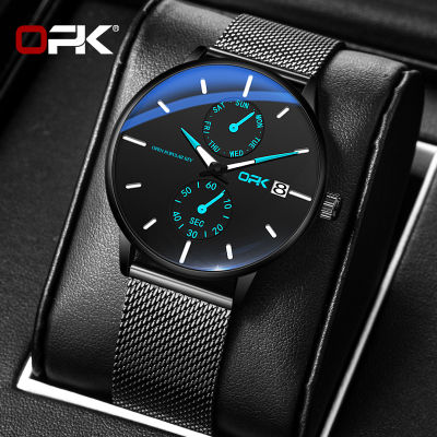 OPKนาฬิกาควอตซ์สำหรับผู้ชายปี2021,นาฬิกาแฟชั่นหรูดูดีกันน้ำได้พร้อมกล่องใส่ลำลอง