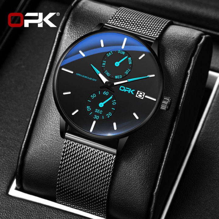 opkนาฬิกาควอตซ์สำหรับผู้ชายปี2021-นาฬิกาแฟชั่นหรูดูดีกันน้ำได้พร้อมกล่องใส่ลำลอง