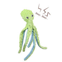 ของเล่นสุนัขมีเสียงของเล่นสุนัขสัตว์เลี้ยง Plush Octopus ทนทานต่อการกัดฟันอุปกรณ์สัตว์เลี้ยงแมวและสุนัข