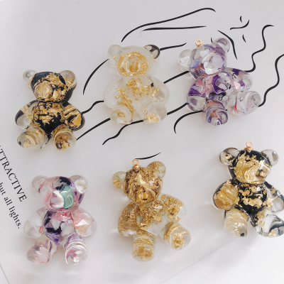 DIY Jewelry Accessories Transparent Gold Foil Bear Jewelry Pendant Phone Pendant Jewelry Accessories