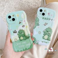 เคสโทรศัพท์มือถือ แบบนิ่ม ขอบคลื่น ลายการ์ตูนไดโนเสาร์น้อยน่ารัก สําหรับ iPhone 6 6s 8 7 14 13 12 XR X XS 2020