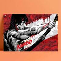 First Blood Rambo โปสเตอร์ภาพวาดดีบุกป้ายโลหะป้ายตกแต่งผนัง