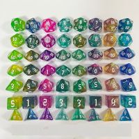 INSIGNIA 7Pcs/set สองสี ลูกเต๋า DND 7-Die Table Game D4 D6 D8 D10 D12 D20 ลูกเต๋าหลายด้าน หลายเหลี่ยมเพชรพลอย อะคริลิค ลูกเต๋าเกม TRPG DND