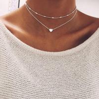 Simple Boho Gold สี Silver ลูกปัดหัวใจ Multilayer สร้อยคอสายรัดคอสำหรับผู้หญิง Bijou สร้อยคอจี้ Stratification Chokers