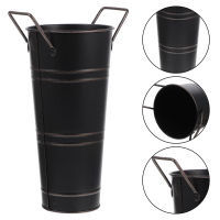 HAOYUNLA Retro Flowerpot Balcony Flower Bucket แจกันโลหะทรงกลมที่มีด้ามจับ