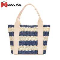 MOJOYCE แฟชั่น Straw Striped กระเป๋าถือผู้หญิงทอ Holiday Beach Tote Shopper Purse