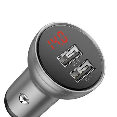 Baseus ที่ชาร์จไฟในรถยนต์แบบ USB คู่ขนาดเล็ก4.8A,ที่ชาร์จเร็วสำหรับ Samsung Xiaomi อะแดปเตอร์เสียบ USB โทรศัพท์อุปกรณ์ตกแต่งรถยนต์