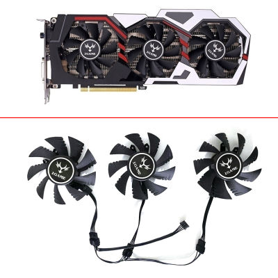 ใหม่3ชิ้น75มิลลิเมตร4PIN เกม GTX 1070Ti GTX1080 GTX1060 GTX1050 GPU พัดลมสำหรับ coloful เกม GTX 1080 GTX 1070 GTX 1060 GTX พัดลมระบายความร้อน