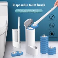 Disposable toilet brush cleaner with long handle bathroom cleaning brush with replaceable brush head toilet accessories