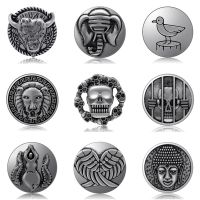 ✥✓ Round Animals elephant bird Lion Skull Wings Simple style 18MM snap buttons fit 18mm snap bracelet snap jewelry wholesale