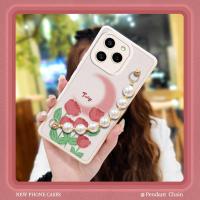 Raised lens imitation leather Phone Case For Huawei Honor60 SE Anti-fall Nordic style Nordic wind cute soft shell