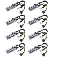 VER012 MAX PCI-E Riser Card PCI-E 1X to 16X Graphics Riser Card with 10 Solid Capacitors/LED Light for BTC Mining