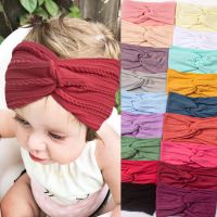 【YF】 Newborn Headband Baby Girls Headscarf Solid Color Nylon Jacquard Wide Cross Bandana Birthday Party Infant Turban Accessories