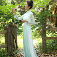 Lansewei Original Design สไตล์เวียดนาม Aodai ปรับปรุง Cheongsam Long Tea Flag ปรับปรุง Cheongsam