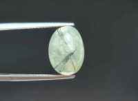 พลอยหลังเบี้ย ไหมเขียว (Green Rutilated Quartz)  น้ำหนัก 7.17 ct. ขนาด 9.8*5.8*13.9 mm. พลอยแท้ 100% เนื้อดี ราคาถูก