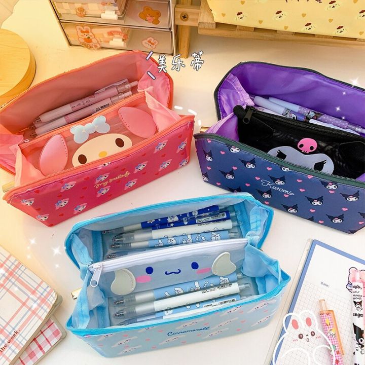 Kawaii Sanrio Cartoon Cosmetic Bag Cute Cinnamoroll Kuromi My Melody Y2K  Pencil Case Wash Bag Creative Children Gifts