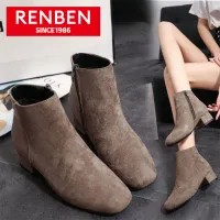 [RENBEN New thick heel boots for women, short boots women suede leather style Korean wear have many occasion Martin shoes fashion for women,RENBEN New thick heel boots for women, short boots women suede leather style Korean wear have many occasion Martin shoes fashion for women boots female boots,]