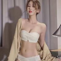 New style no steel ring underwear small flat gathered bra thickened bra and panty set female student Korean gathered set