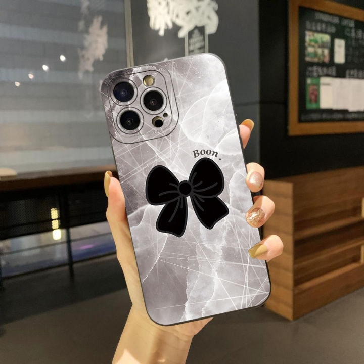 เคสโทรศัพท์สำหรับ-iphone-14-plus-13-12-pro-max-11-xr-7-8-se-2020ลายหินอ่อน-bowknot-ฝาครอบขอบสี่เหลี่ยมแบบเต็มฝาครอบป้องกัน