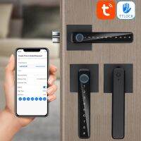 TUYA/TTLOCK ไบโอเมตริกซ์ประตูสมาร์ทลายนิ้วมือล็อกรหัสผ่านล็อคอิเล็กทรอนิกส์ Keyless ประตูทางเข้าลูกบิดล็อคที่จับประตูนิรภัย