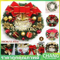 【CHANG】CODพวงดอกไม้คริสต์มาส อุปกรณ์ ตกแต่งหน้าต่าง ตกแต่งบ้านประตู ประดับต้นคริสต์มาส จี้พวงมาลัยดอกไม้ คริสต์มาส 30cm