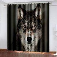 Night Animal Hungry Wolf 3D Printing Childrens Home Bedroom Living Room Curtain Shading Cloth Custom Hook Decorative