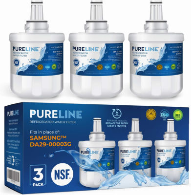 Pure Line Pureline DA29-00003G Water Filter Samsung Replacement for DA29-00003G, Aqua-Pure Plus, RSG257AARS, DA29-00003F DA29-00003B, DA29-00003A, HAFCU1, RF267AERS, RS22HDHPNSR, HDX-FMS-1. (3 Pack)