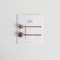 Romantic Starry Sky Style Hairpins For Women Fashion Jewelry Hair Accessories Blue Star Moon Headwear Sweet Elegant Cute Gift