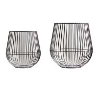 2Pcs Nordic Style Iron Black Wire Mesh Tealight Candle Holder LED Candle Decorations