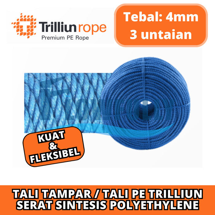 TALI TAMPAR 4 MM TRILLIUN PER 5 METER POLYETHYLENE TALI TAMBANG PLASTIK ...