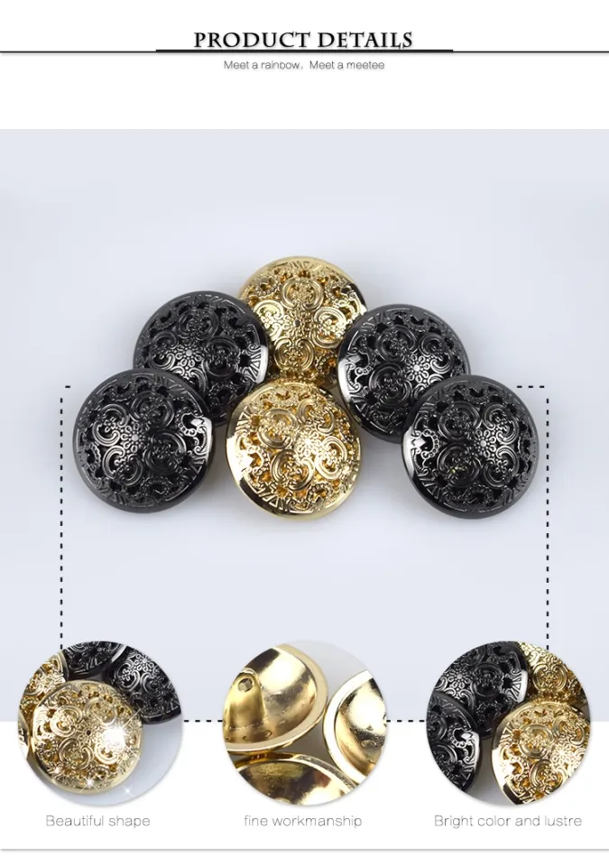 20Pcs Meetee 15/18/20/23/25mm Hollow Metal Buttons Round Coat