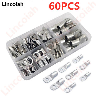 60Pcs SC Bare Terminals lug ท่อทองแดงดีบุก Lug Ring Seal ตัวเชื่อมต่อสายไฟแบตเตอรี่ Bare Cable Crimped/บัดกรี Terminal Kit-iewo9238