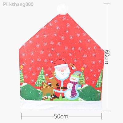 Christmas Chair Cover Red Santa Claus Hat Chair Back Cover Xmas Gift 2022 Christmas Decor Home Ornament Noel Natal New Year 2023