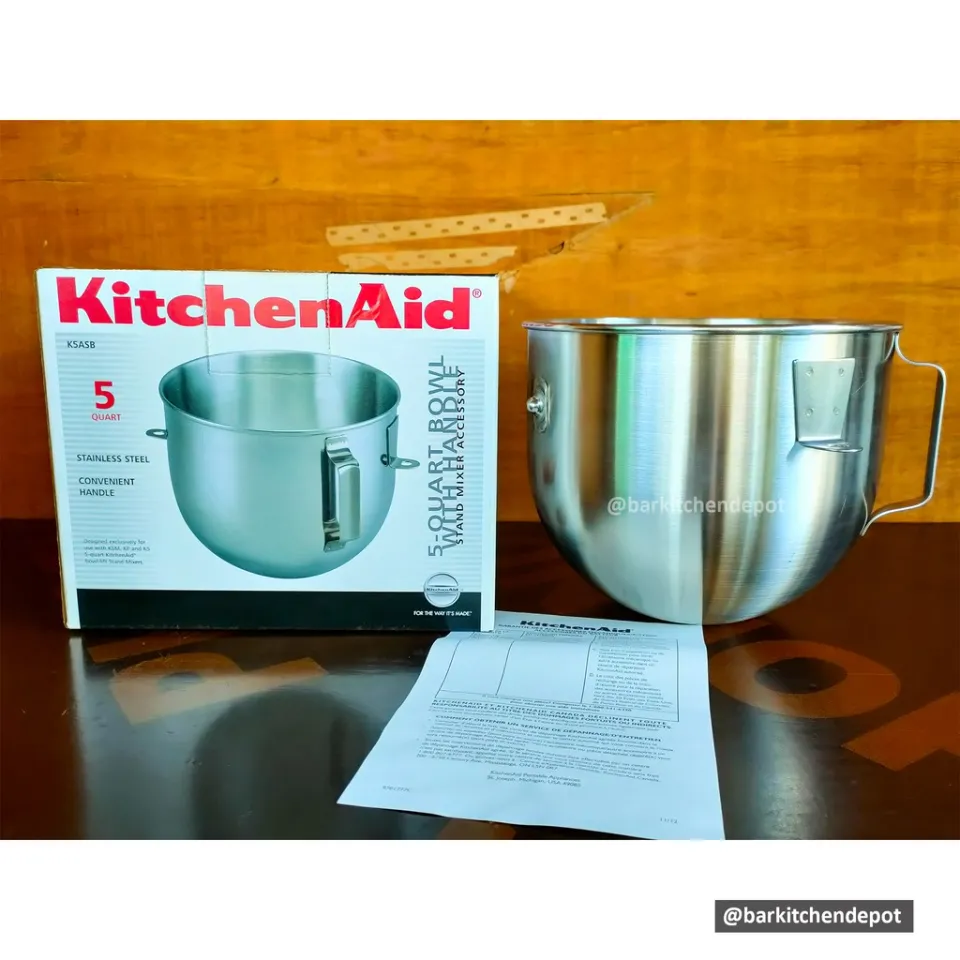 Mixing Bowl, 5 Quart, Stainless Steel, KITCHENAID K5ASB