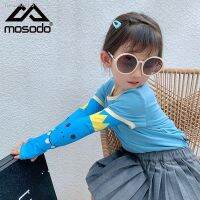 ♟ Mosodo Sun Protection Child Ice Sleeve Summer Thin Long Printed Sleeves With Fingerless Silk Gloves Outdoor Arm Cover