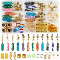 69pcslot Stone Pendant Hair Ring Dreadlock Beads Hair Accessories for ids id Clip In Hair Beads Hair Jewelry for ids