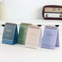 New 2024 Simple Solid Color Mini Desk Calendar DIY Portable Desktop Calendars Dual Daily Schedule Table Planner