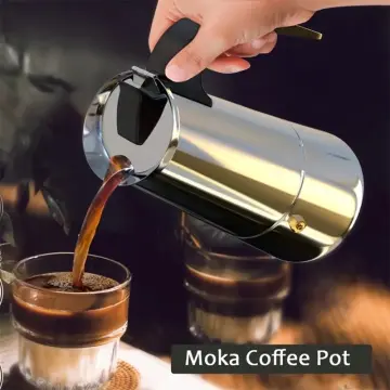 Stovetop Espresso Maker Moka Pot 4/6 Cups, 200/300ML, Silver