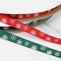 (50 yards/roll) 3/8" printed Snowflake Grosgrain Ribbon christmas gift lace fabric