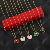 S925 Sterling Silver Gold-Plated Natural Stone Amulet Pendant Female Necklace Fashion Brand Party High-End Luxury Jewelry