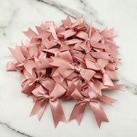 (50 Pcs/pack) 85x85mm Fresh Pink Ribbon Bows Small Size Satin Ribbon Bow Flower Craft Decoration Handwork DIY Party Decoration