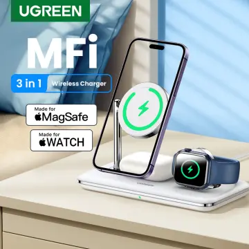 UGREEN 3-in-1 MagSafe Wireless Charging Station, Magnetic Wireless Charger,  15W Charging for iPhone 13/12, Wireless Charging Station Compatible with  Apple Watch 7/6/5/4/3/2/1/SE, AirPods Pro/3/2/1 : : Electronics